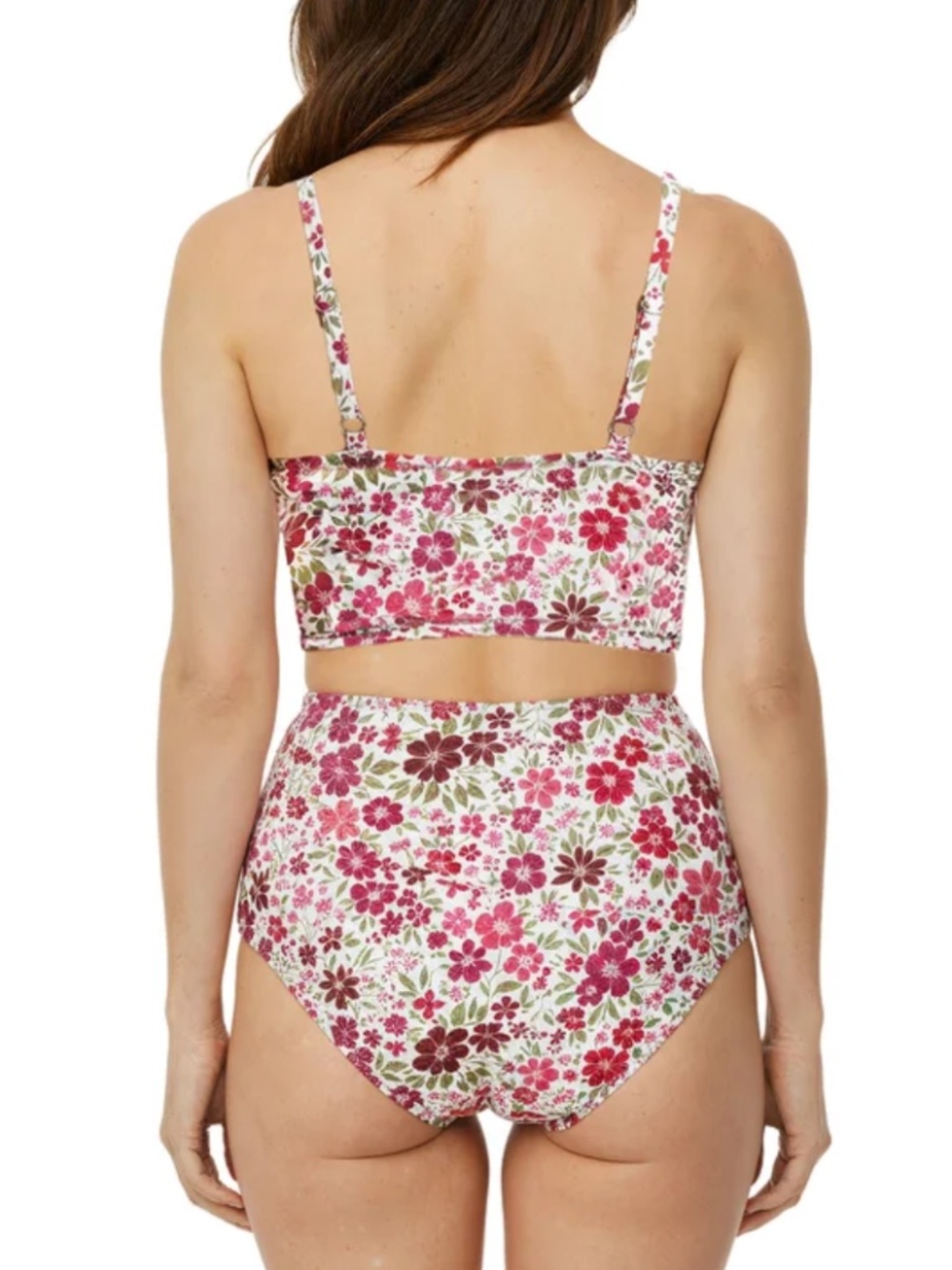 NWT Tahari XL Floral Two-Piece Tankini Swimsuit High-Waist Bottoms - Picture 2 of 3